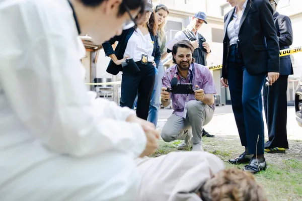On the film set